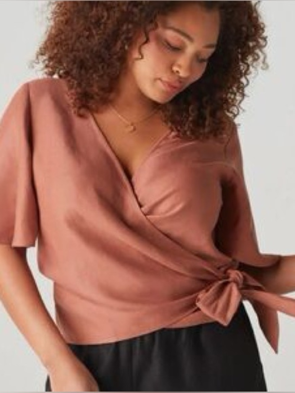 VETTA Capsule Flutter Sleeve Wrap Top